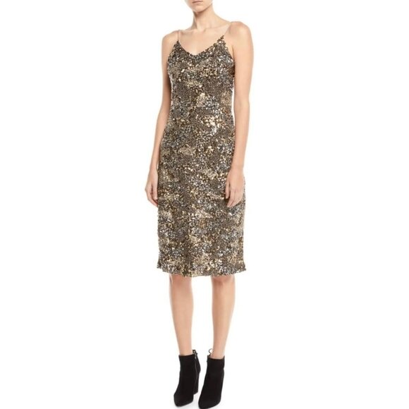 Joie Sequins and Beaded Cocktail in Champagne Beige Dress Size 8 - Picture 1 of 8